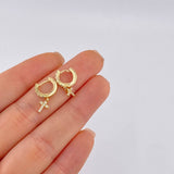 Hoop Earrings Dense Cross 1.75 g / 3/4 in Yellow Gold 18K