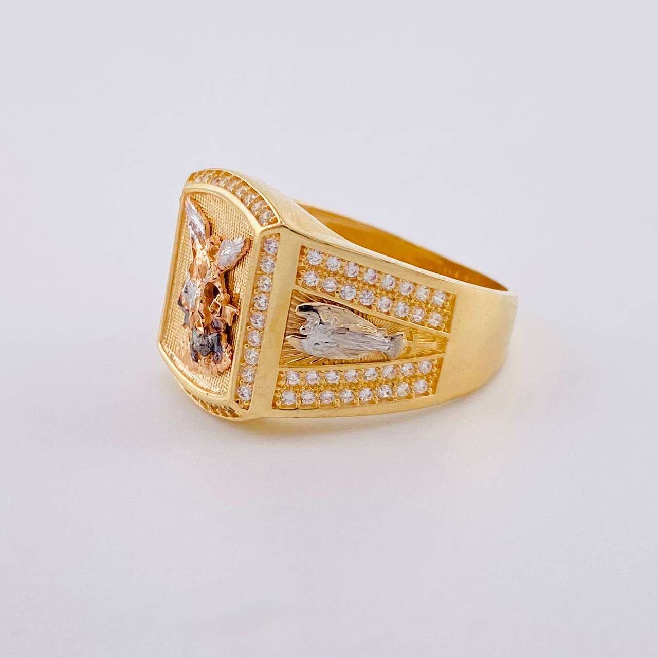 Saint Michael Archangel Ring 8 g / T9 Three Golds 18K