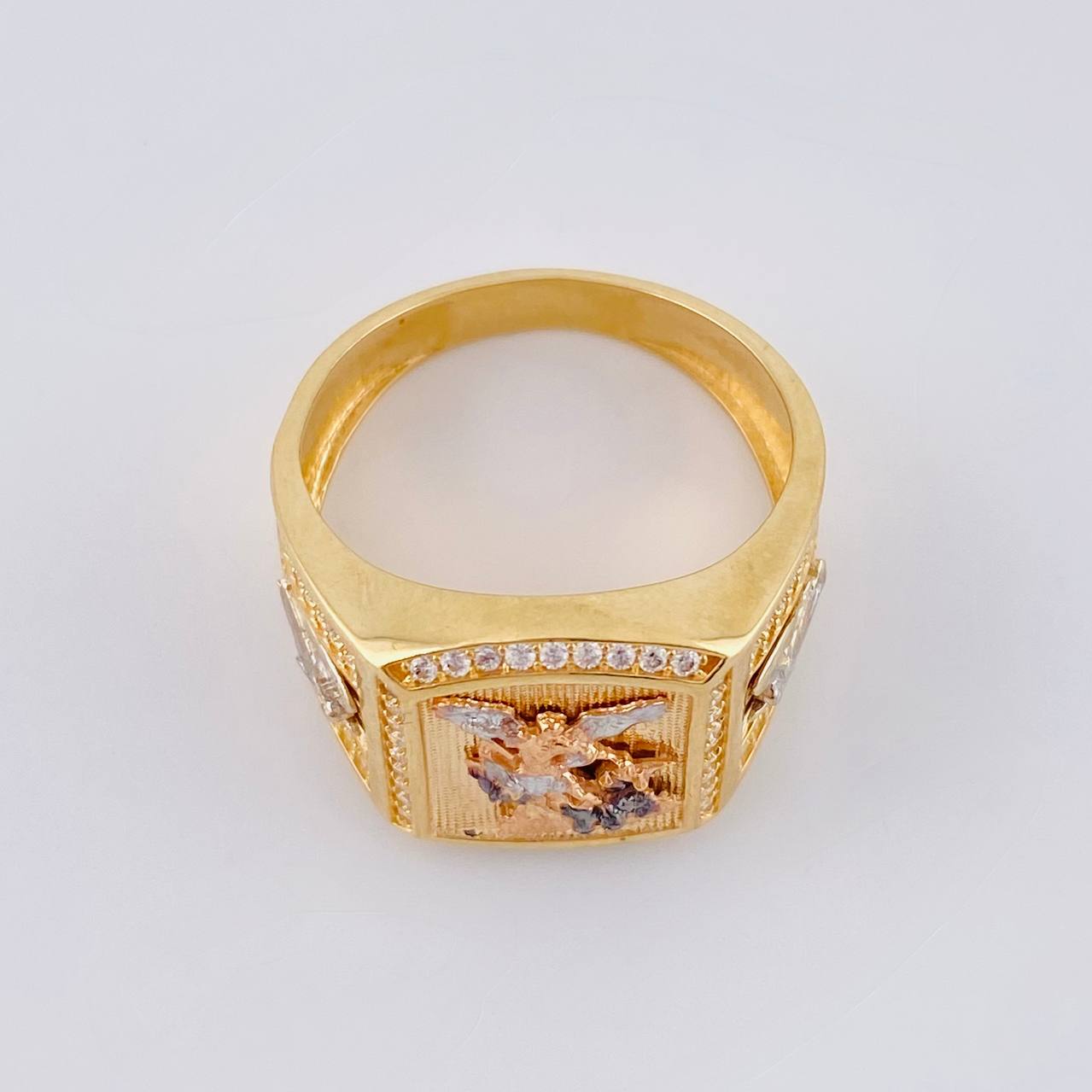 Saint Michael Archangel Ring 8 g / T9 Three Golds 18K