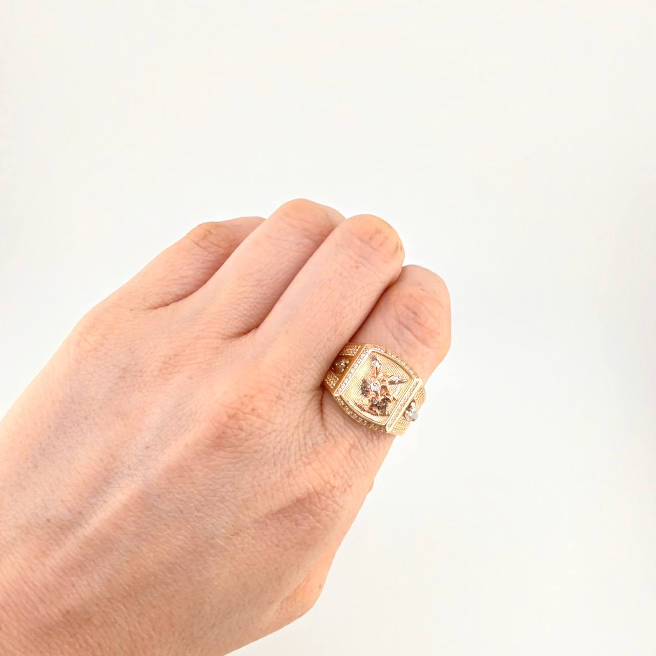 Saint Michael Archangel Ring 8 g / T9 Three Golds 18K