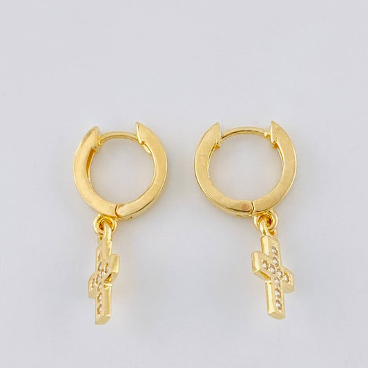 Hoop Earrings Dense Cross 2.45 g / 3/4 in 18K Yellow Gold
