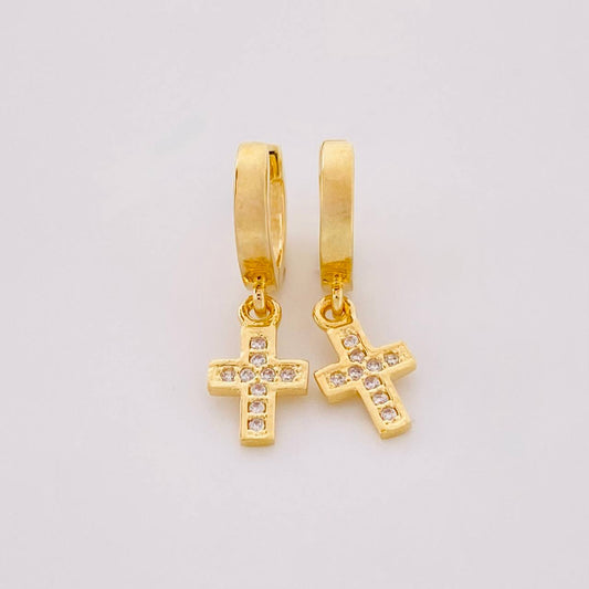 Hoop Earrings Dense Cross 2.55 g / 3/4 in 18K Yellow Gold