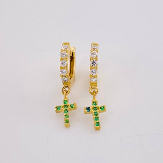 Hoop Earrings Dense Cross 1.7 g / 3/4 in Yellow Gold 18K