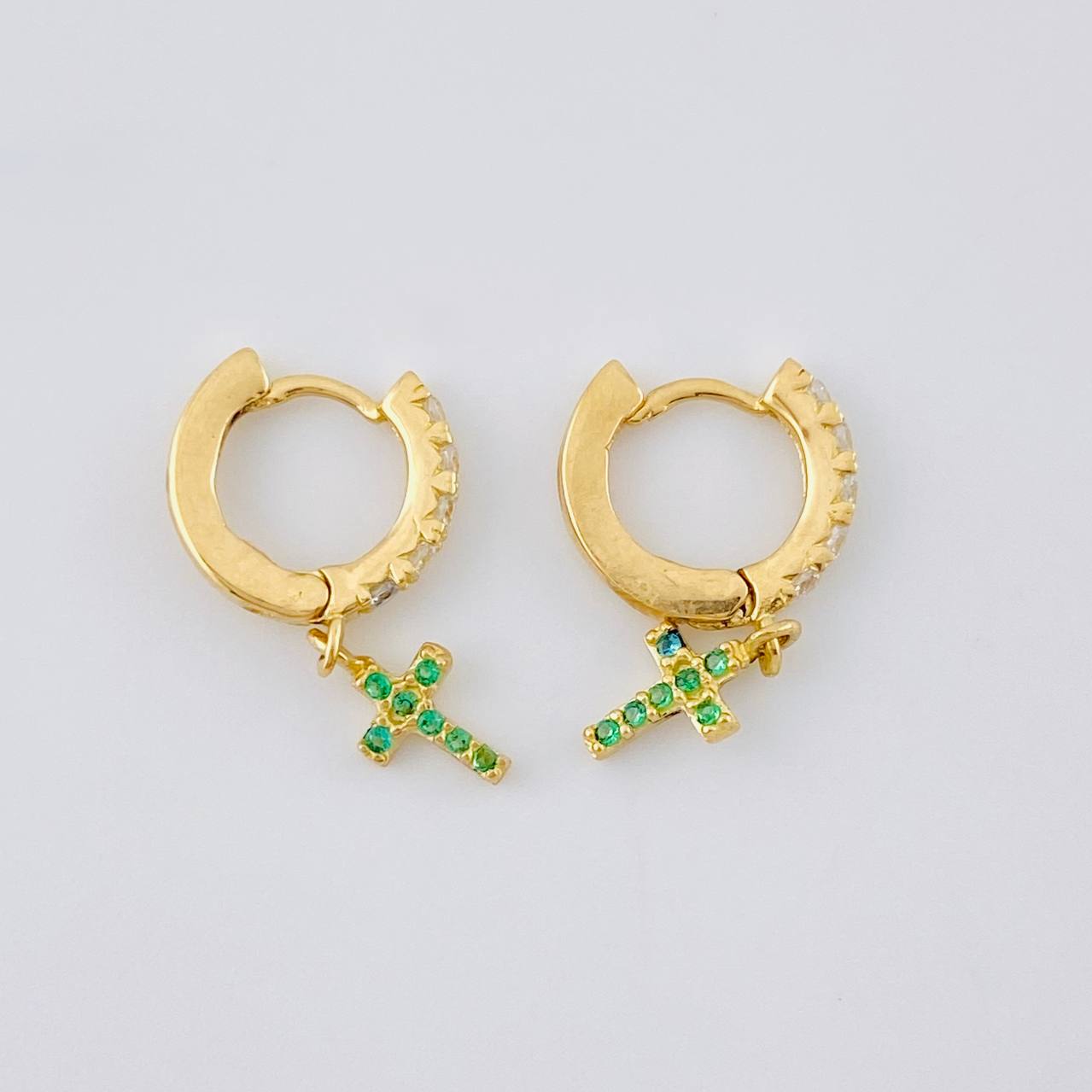 Hoop Earrings Dense Cross 1.7 g / 3/4 in Yellow Gold 18K