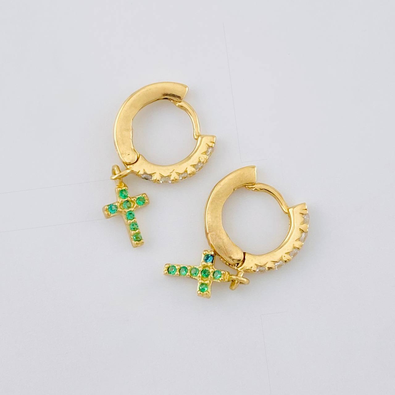 Hoop Earrings Dense Cross 1.6 g / 3/4 in Yellow Gold 18K