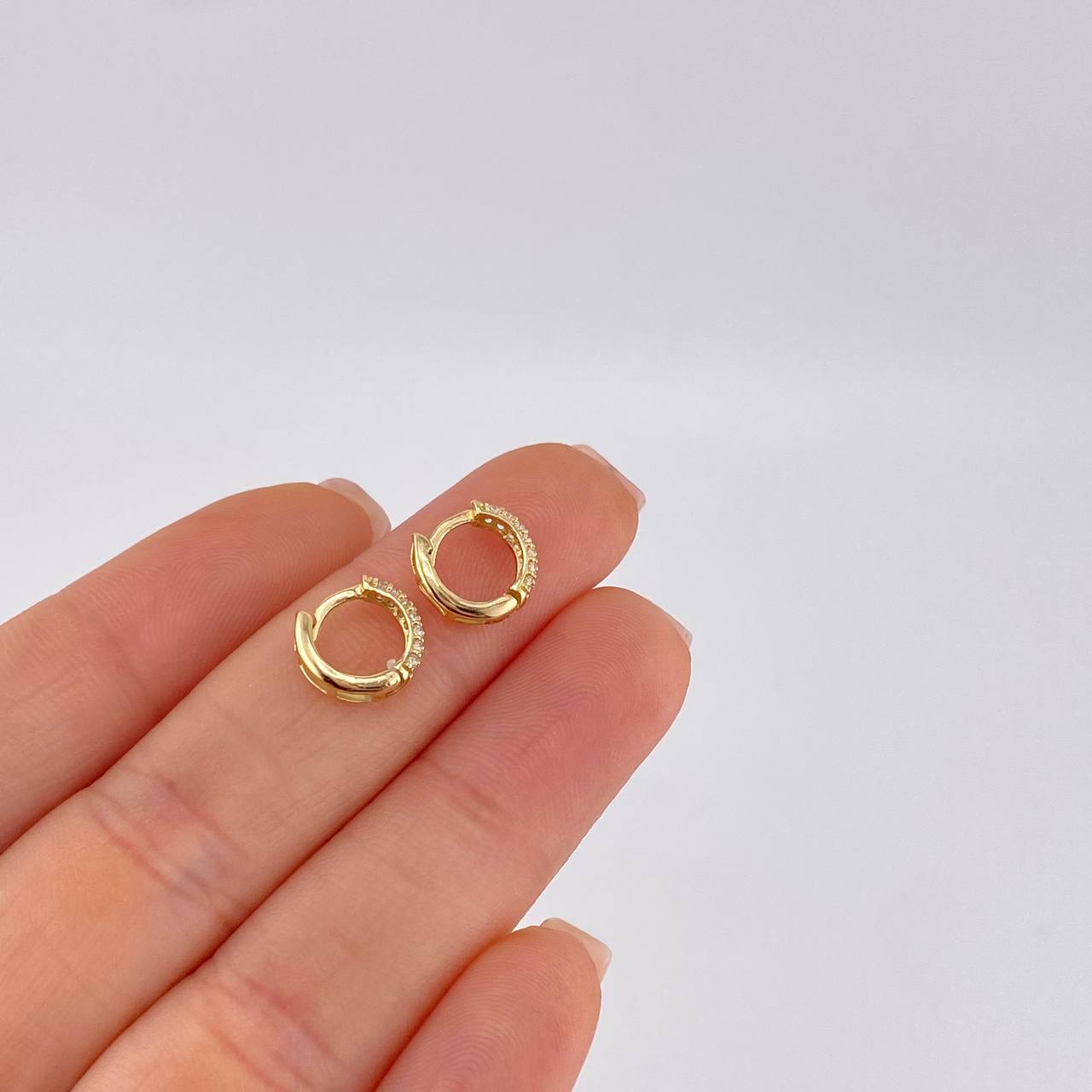 Hoop Earrings Radio Tupido 1.3 g / 1/4 in Yellow Gold 18K