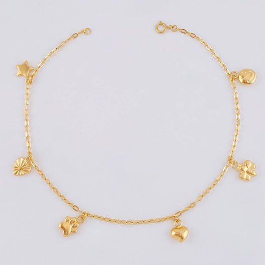 Anklet Box Pendants Hanging 3.3 g / 9 1/4 in / 1.7 mm Yellow Gold 18K