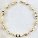 Bracelet Rhombuses 3x1 Black Rubber 3.95gr / 20cm / 18K Yellow Gold