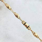 Bracelet Rhombuses 3x1 Black Rubber 3.95gr / 20cm / 18K Yellow Gold