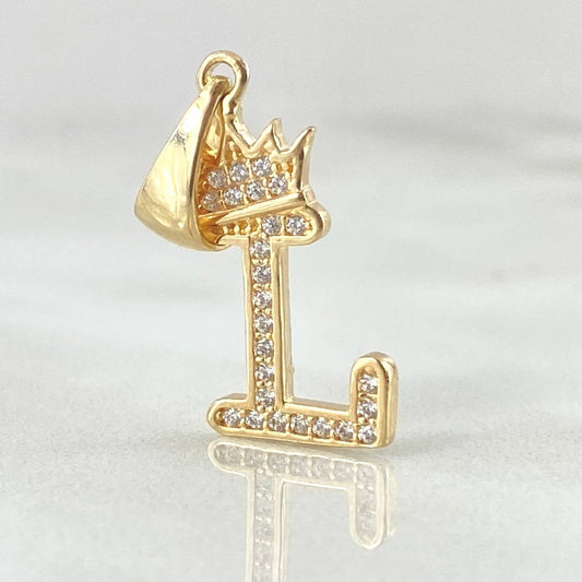 Dije Letra L Corona 1.7gr / 1 in / Oro Amarillo 18K !