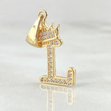 Dije Corona Letra L 1.65gr / 2.5cm / Oro Amarillo 18K