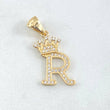 Pendant Crown Letter R 1.8gr / 1in / 18K Gold ©