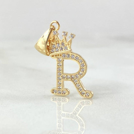 Pendant Crown Letter R 1.75gr / 1in / 18K Gold