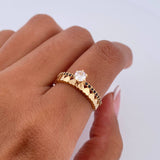 Anillo Solitario Churumbela Corazones 2.25gr / T6 / Circones Negros Blanco Oro Amarillo 18K $
