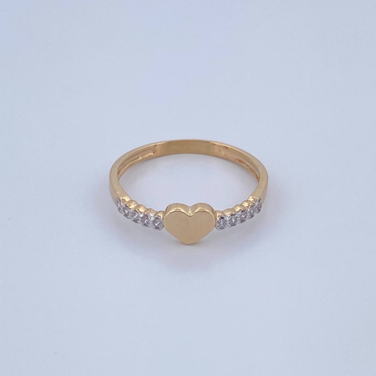 Anillo Corazon 1.55gr / T6 1/2 / Circones Blancos Dos Oros Amarillo Blanco  18K $