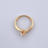 Ring Inverted Lines 2.95gr / T7 1/4 / White Zircons Two Yellow White Gold 18K $