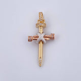 Pendant Cruz Clavo Penitence 3.95gr / 3.5cm / White Zircons Three Golds 18K $