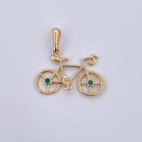Dije Bicicleta 2.5gr / 2.5cm / Circones Verdes Oro Amarillo 18K $