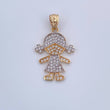 Pendant Girl 2.25gr / 2.8cm / White Zircons Two Yellow White Gold 18K $