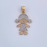 Pendant Girl 2.25gr / 2.8cm / White Zircons Two Yellow White Gold 18K $