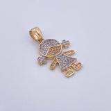 Pendant Girl 2.25gr / 2.8cm / White Zircons Two Yellow White Gold 18K $