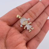 Pendant Girl 2.25gr / 2.8cm / White Zircons Two Yellow White Gold 18K $