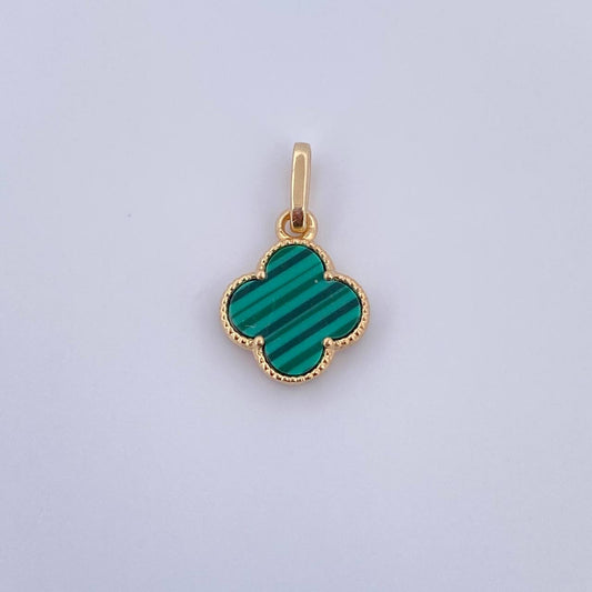 Pendant Clover 1.15gr / 0.8in / Malachite 18K Gold &