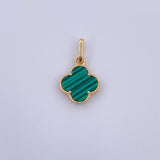 Dije Trebol 1.15gr / 2cm / Malaquita Verde Oro Amarillo 18K $