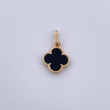 Dije Trebol 1.2gr / 2cm / Onix Negra Oro Amarillo 18K &