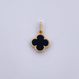 Pendant Clover 1.2gr / 2cm / Black Onyx Yellow Gold 18K $