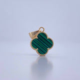 Dije Trebol 1.65gr / 2.4cm / Malaquita Verde Oro Amarillo 18K &