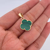 Dije Trebol 1.7gr / 2.4cm / Malaquita Verde Oro Amarillo 18K $