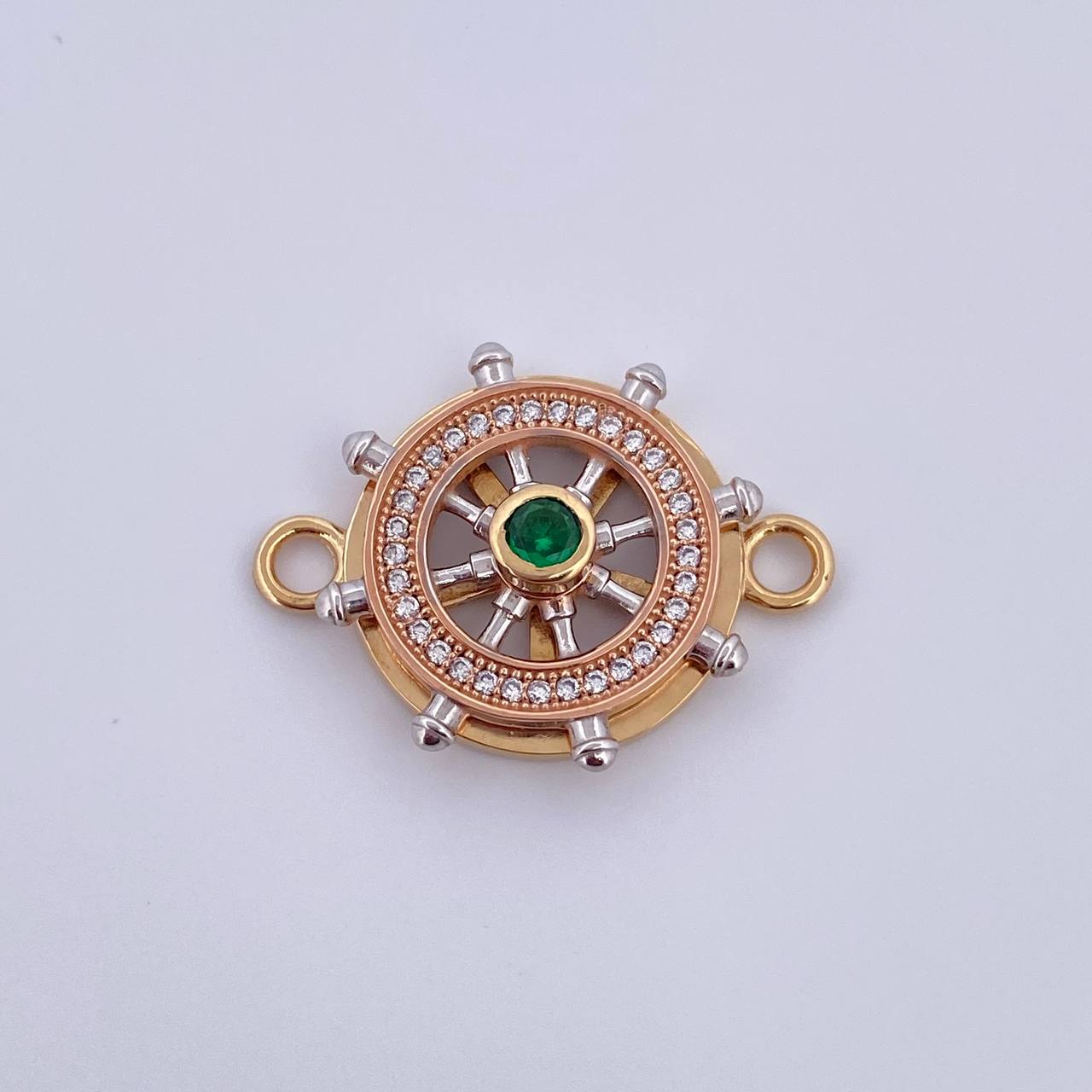 Herraje Timon 3.75gr / 2.4cm / Circones Verde Blancos Tres Oros 18K $