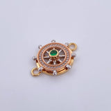 Herraje Timon 3.75gr / 2.4cm / Circones Verde Blancos Tres Oros 18K $