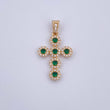 Dije Cruz Tupida 3gr / 3.1cm / Circones Verdes Blancos Oro Amarillo 18K $