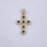Dije Cruz Tupida 3gr / 3.1cm / Circones Verdes Blancos Oro Amarillo 18K $