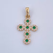 Pendant Thick Cross 2.2gr / 3cm / Green White Zircons Yellow Gold 18K $