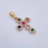 Dije Cruz Tupida 2.35gr / 3.3cm / Circones Colores Oro Amarillo 18K $