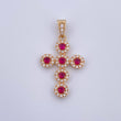 Dije Cruz Tupida 3gr / 3cm / Circones Fucsias Blancos Oro Amarillo 18K $