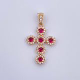 Dije Cruz Tupida 3gr / 3cm / Circones Fucsias Blancos Oro Amarillo 18K $