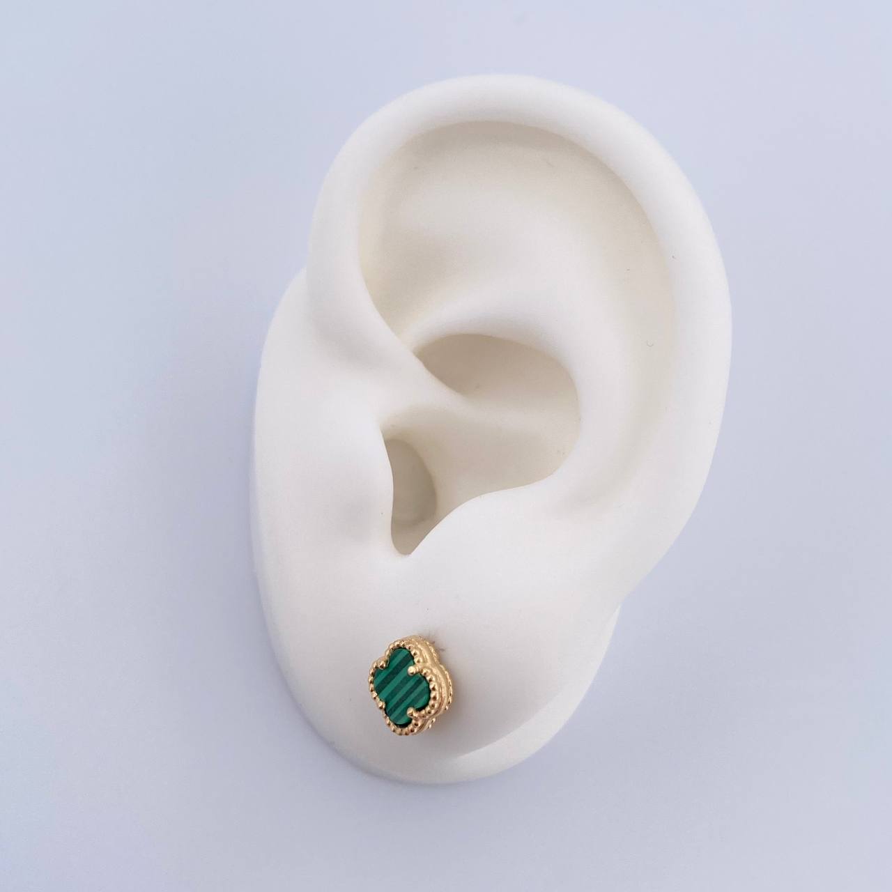 Stud Earrings 2gr / Green Malachite 18K Gold &