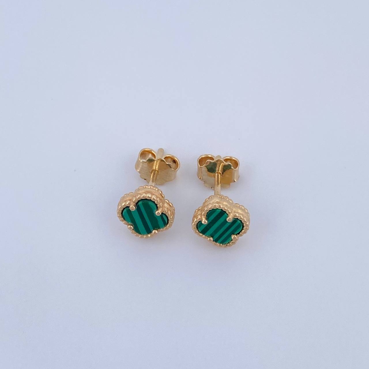 Stud Earrings 2gr / Green Malachite 18K Gold &