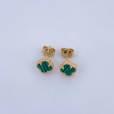 Stud Earrings 2gr / Green Malachite 18K Gold &
