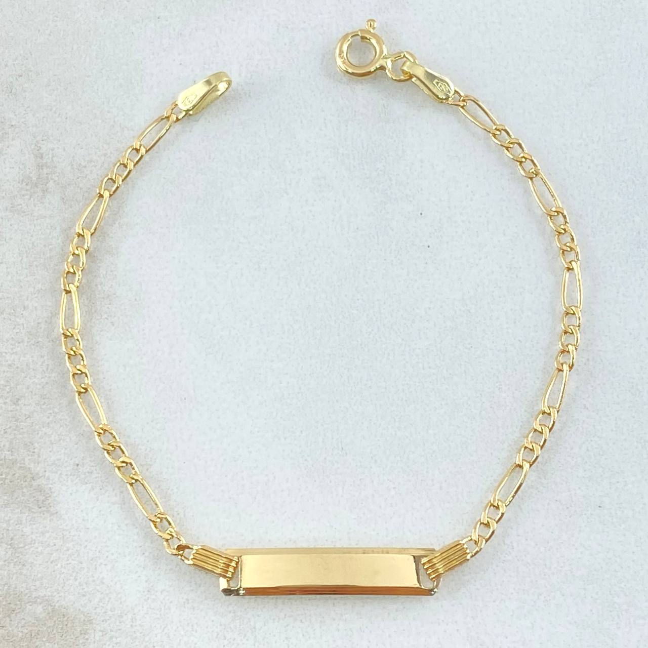 Pulso Bebé Figaro Placa Rectangular 1.5gr / 14cm / 1.9mm Oro Amarillo +1 18K *