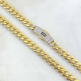 Cuban Links infinito 24.95gr / 60cm / 6.3mm white zircons Yellow Gold +2 18K *