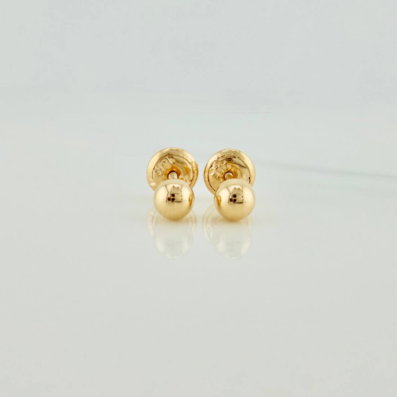 Plain Bead Stud Earrings 0.55 g / in / 4 mm Yellow Gold 18K