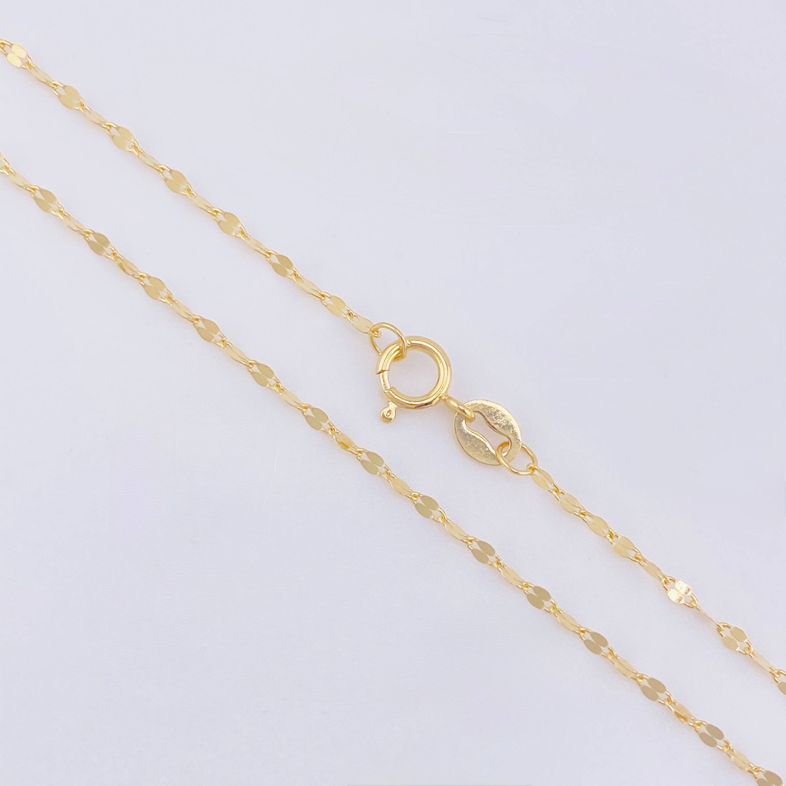 Set Cadena y Dije Flor Espejo + Letra D 1.3gr / 17 3/4 in / 1.3mm Oro Amarillo 18K *