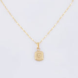 Set Cadena y Dije Flor Espejo + Letra C 1.4gr / 17 3/4 in / 1.3mm Oro Amarillo 18K *