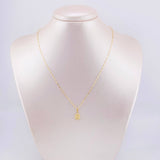 Set Cadena y Dije Flor Espejo + Letra C 1.4gr / 17 3/4 in / 1.3mm Oro Amarillo 18K *