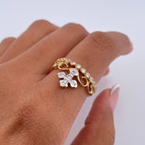 Anillo Corona Cruz 2.5gr / T6 3/4 / Circones Blancos Dos Oros Amarillo Blanco 18K $